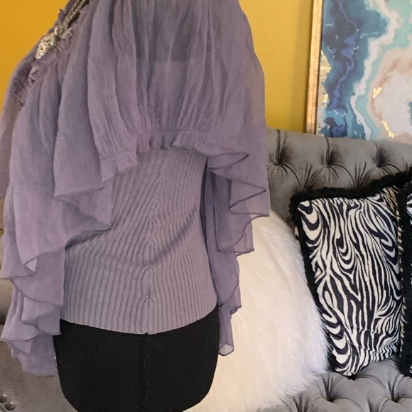 Beautiful purple ruffled and ribbed shirt - Picture 6 of 7